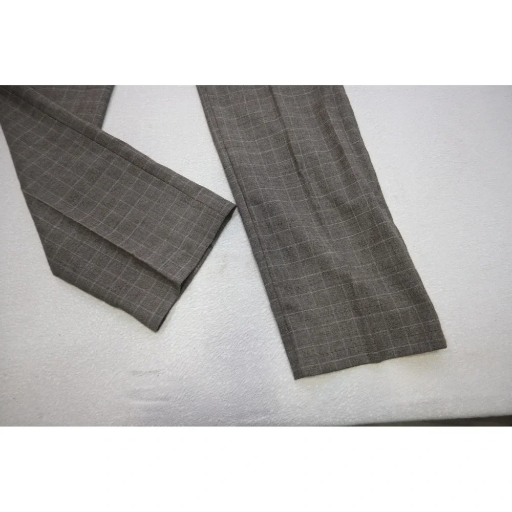 Banana Republic Dress Pants Mens 32x34 Grey Plaid Tailored Slim Fit Wool EUC